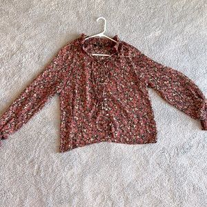 Vici floral fall blouse . Sheer top . Wear w cami or nude bra.